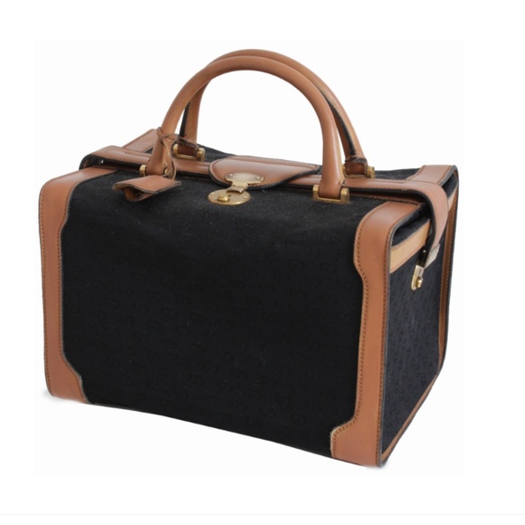 Gucci Handbags - Gucci Black Monogram Canvas & Leather Train Case
